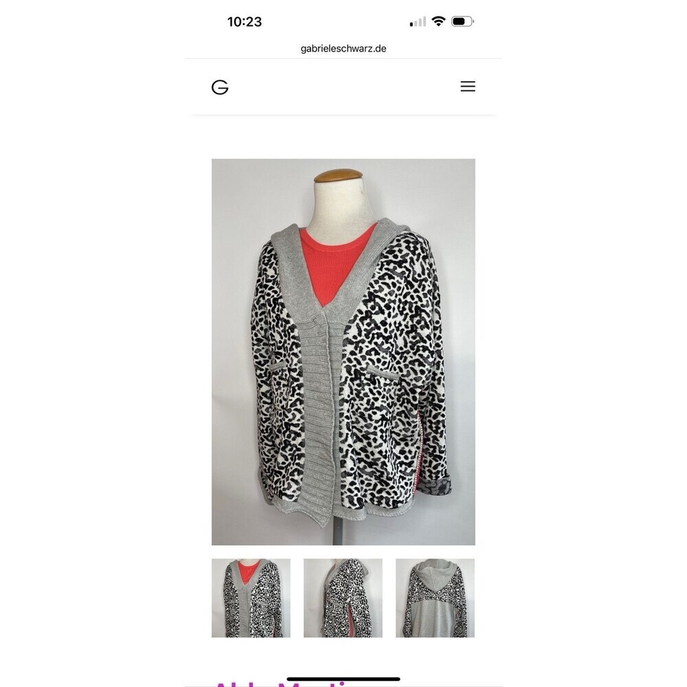Aldo Martins Cardigan Sz 10 Animal Print Snaps Pockets Hooded‎ Designer Spain